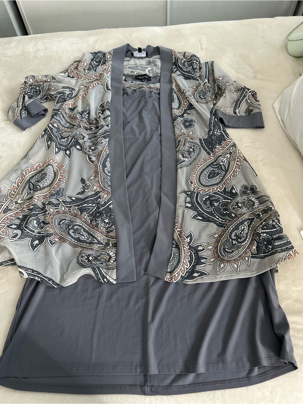 R&M Richards Gray Paisley Dress